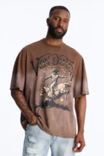 Von Dutch Dip Dye Ridin Boxy Short Sleeve Tee - Brown - Image 2