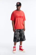 Baggy Jackson Fray Denim Short - Black Wash - Image 3