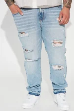 The Individual Ripped Straight Jeans - Medium Blue Wash - Image 3