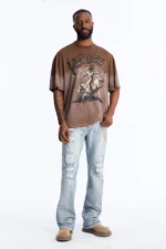 Von Dutch Dip Dye Ridin Boxy Short Sleeve Tee - Brown - Image 3