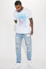 The Individual Ripped Straight Jeans - Medium Blue Wash - Image 4