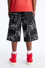 Baggy Jackson Fray Denim Short - Black Wash - Image 6