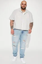 The Individual Ripped Straight Jeans - Medium Blue Wash - Image 6