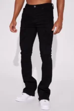 Do You Mind Stacked Skinny Flare Jeans - Black - Image 3