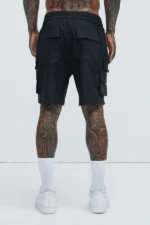 Catch Up Nylon Cargo Shorts - Black - Image 6