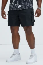 Catch Up Nylon Cargo Shorts - Black - Image 7