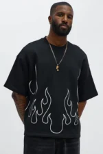Tyson Oversized Chase Flame Short Sleeve Tee - Black/combo
