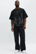 Tyson Oversized Chase Flame Short Sleeve Tee - Black/combo - Image 2