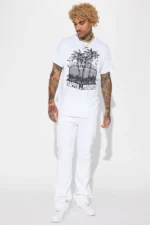 Cornell Stacked Skinny Flare Jeans - White - Image 2