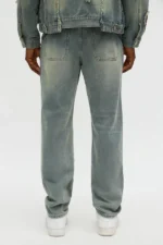 Relaxed Straight Holy Windows Patched Distressed Jean - Vintage Blue Wash - Image 5